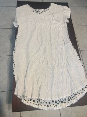 Umgee Cream Mini Dress with Black Dot Trim